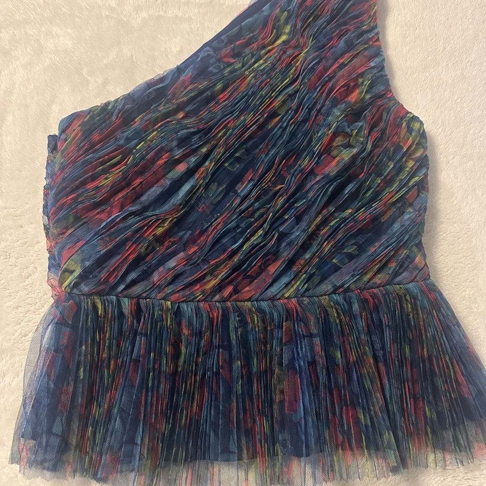 Anthropologie Multicolor One-Shoulder Blouse